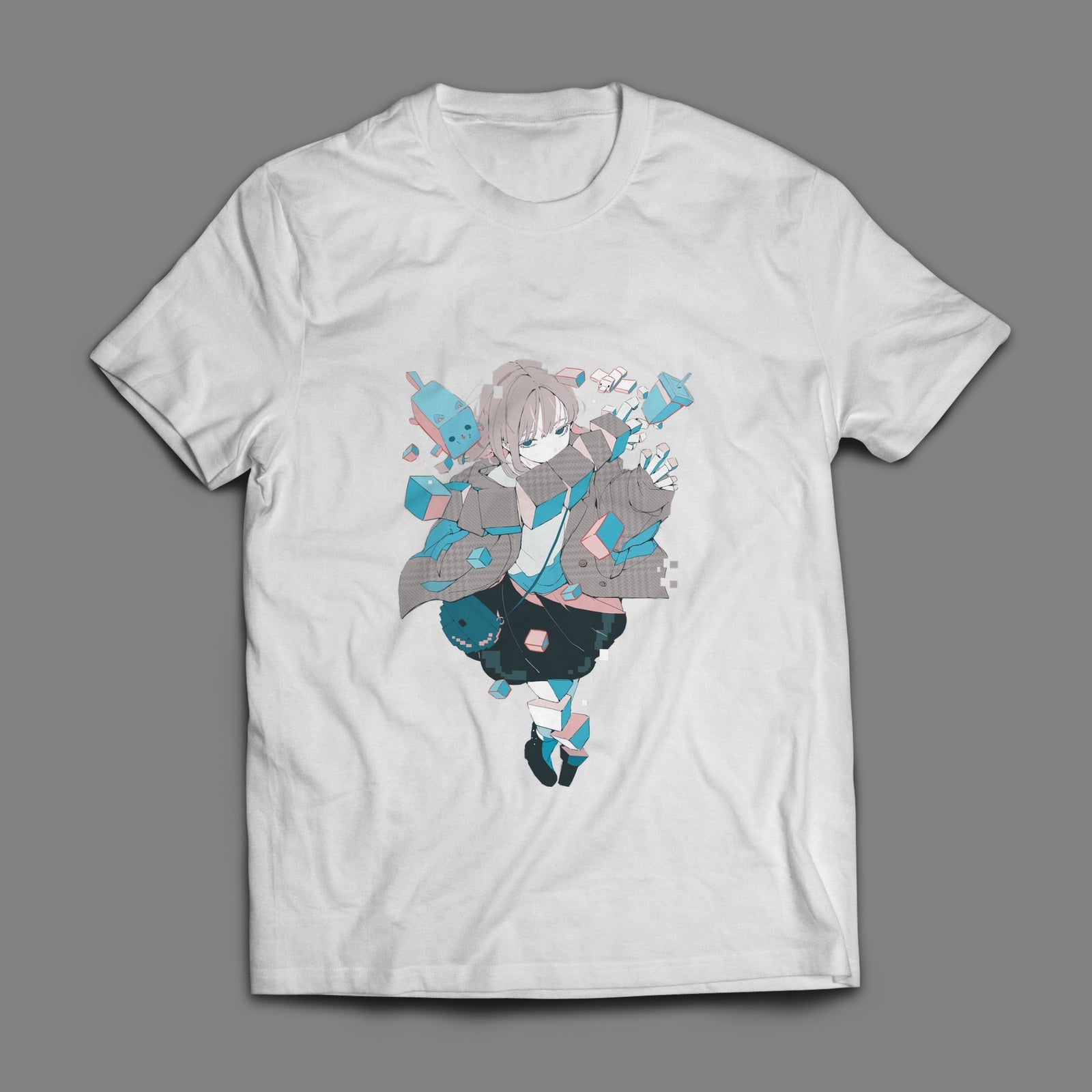 Tシャツ — 浮遊する人物と立方体のサンプル画像